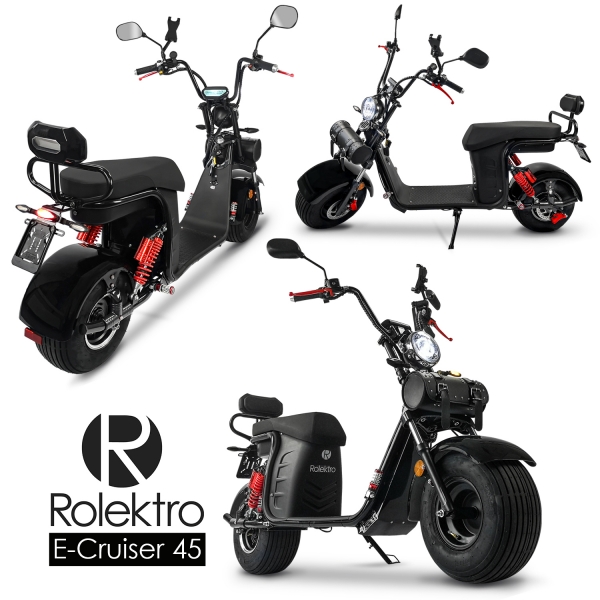 Rolektro E-Chopper 45 km/h | Lithium-Akku | 2-Personen | Akku herausnehmbar